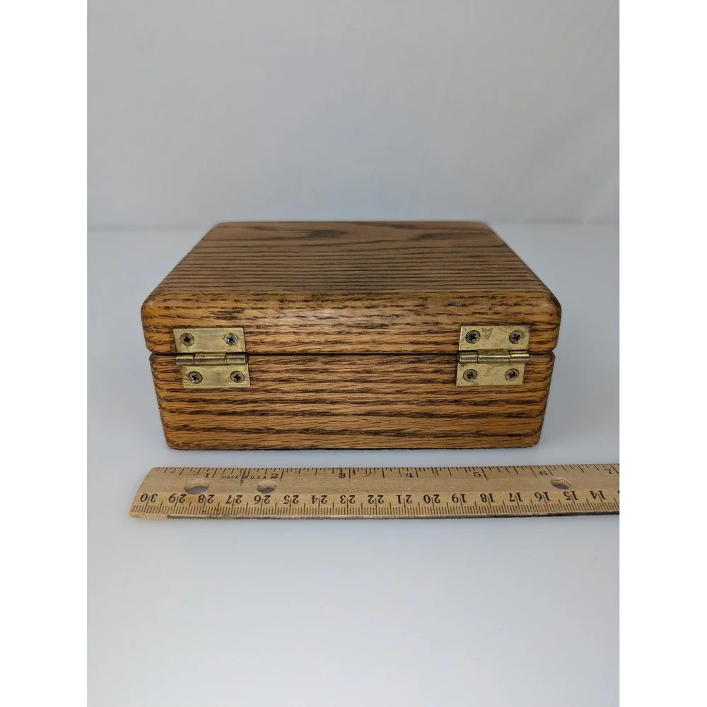 Vtg Wooden Keepsake Box Hinged Lid Storage Jewelry Trinket Organizer Cottagecore